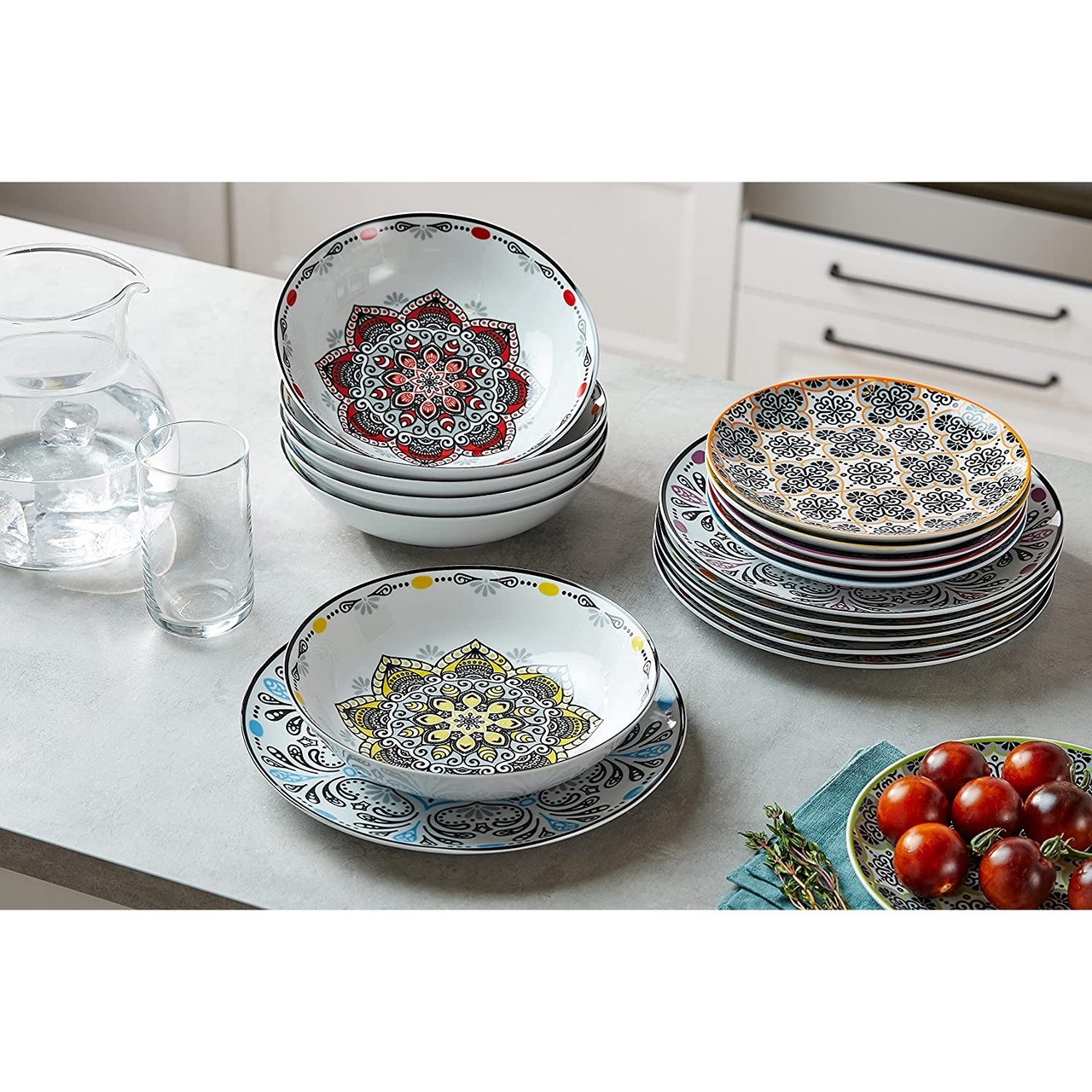 Acquista online Servizio piatti porcellana decorata ROMA 18 pezzi cod.62494 Excelsa